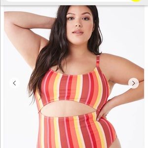 Striped one piece bathing suit 3X